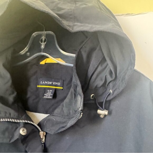 Land’s End Vintage Anorak Weatherproof Hood Zip Lightweight Rain Jacket Navy XL - Picture 6 of 16